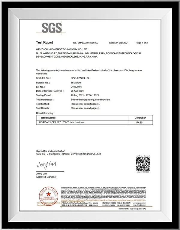 SGS Certificate